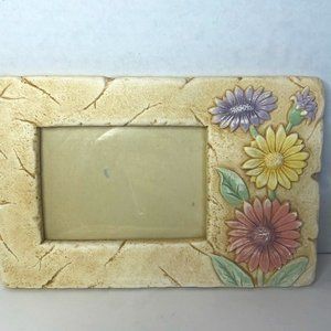 VTG Pier 1 Ceramic 3D Textured Floral Picture Frame